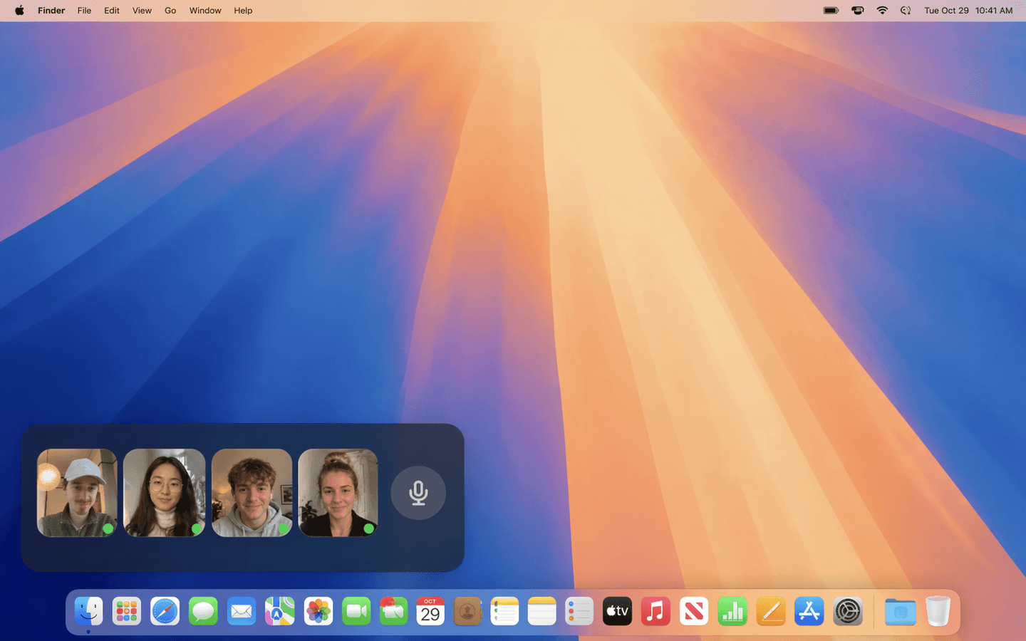 Faceroom floating bar on macOS desktop